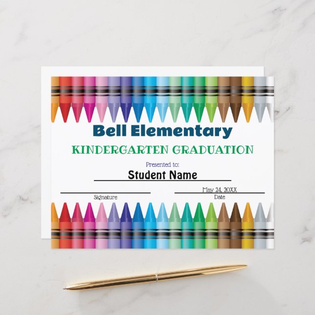 Lámina Certificado de Graduación de Crayón (Anverso/Reverso In Situ)