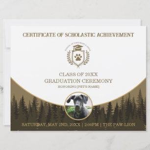 Lámina Certificado de Graduación de Mascotas Diploma de E