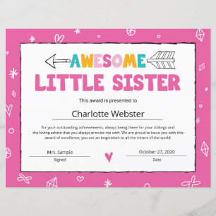 Lámina Certificado de hermandad rosa Certificado de herma