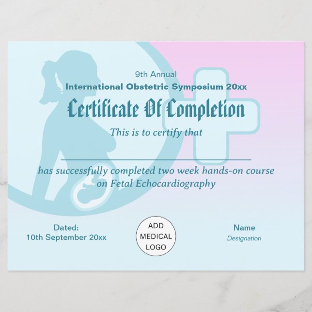 Lámina Certificado de la Conferencia de Obstetricia y Gin (Anverso)