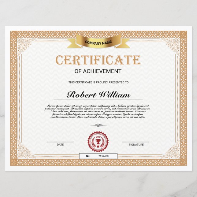 Lámina Certificado De Logro (Anverso)