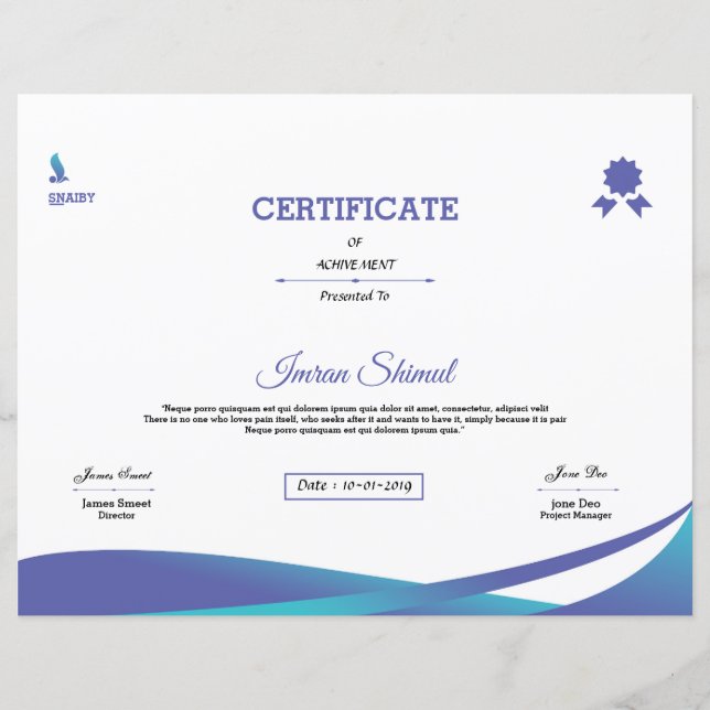 Lámina Certificado De Logro (Anverso)