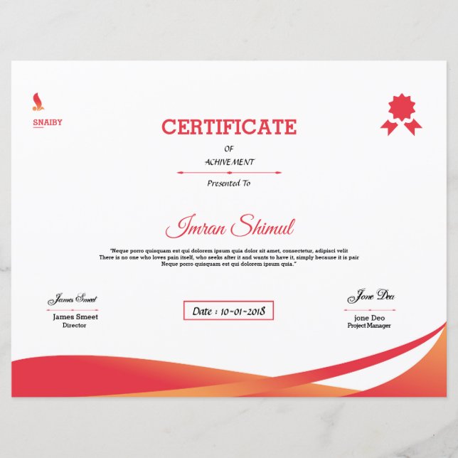 Lámina Certificado De Logro (Anverso)