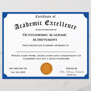 Lámina Certificado de logro académico de personalizable