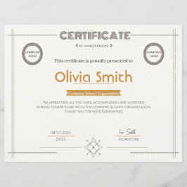 Lámina Certificado de Logro Corporativo Moderno con L