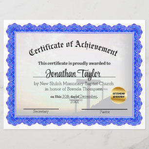 Lámina Certificado de logro de la Cruz de la Iglesia