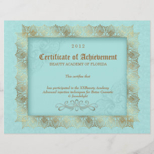 Lámina Certificado de logro Diploma Belleza Azul