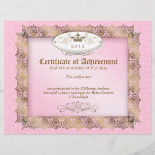 Lámina Certificado de logro Diploma Belleza Rosa