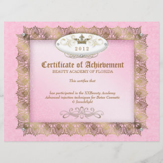 Lámina Certificado de logro Diploma Belleza Rosa