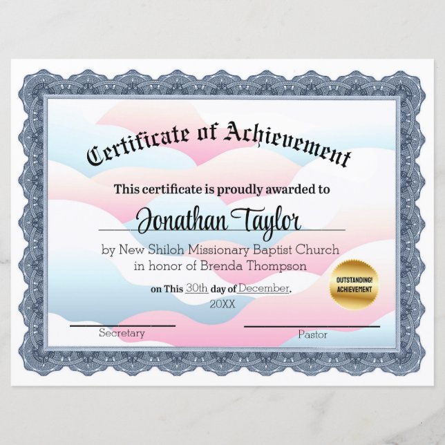 Lámina Certificado de logro en la nube (Anverso)