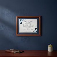 Certificado de Logro Geométrico Azul Moderno 