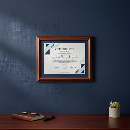 Lámina Certificado de Logro Geométrico Azul Moderno