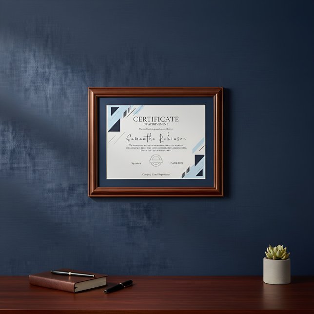 Lámina Certificado de Logro Geométrico Azul Moderno  (Subido por el creador)