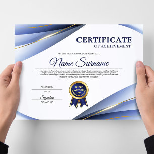 Lámina Certificado de Logro Premio Azul y Oro