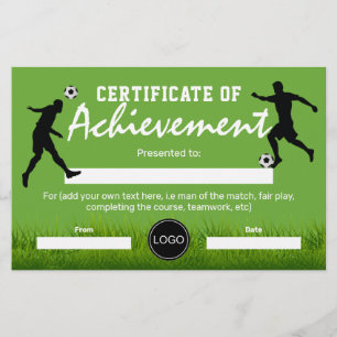 Lámina Certificado de logro   Premio de Fútbol