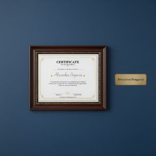 Lámina Certificado de Logro Profesional Elegante de Oro