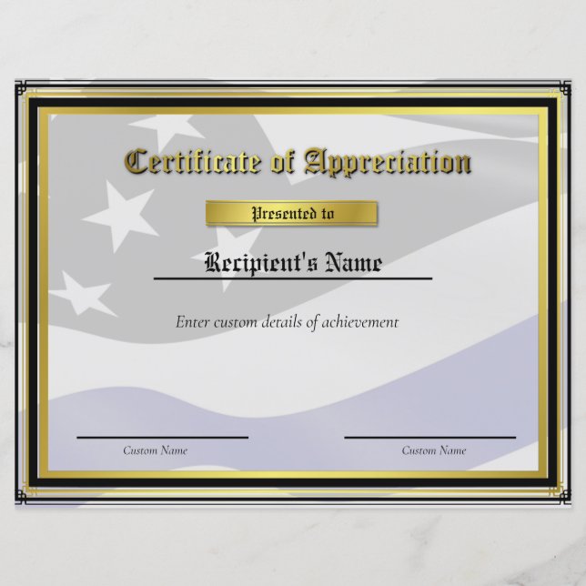 Lámina Certificado de marca de línea azul delgada persona (Anverso)