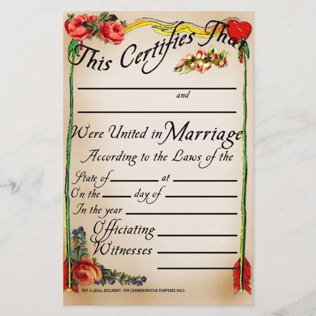 Lámina Certificado de matrimonio de estilo antiguo (Anverso)