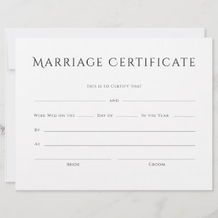 Lámina Certificado de matrimonio de texto elegante minima