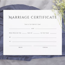 Certificado de Matrimonio de Texto Elegante Minima