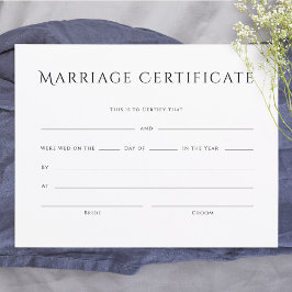 Lámina Certificado de Matrimonio de Texto Elegante Minima