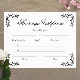 Lámina Certificado de Matrimonio Vintage Esquina Escritur