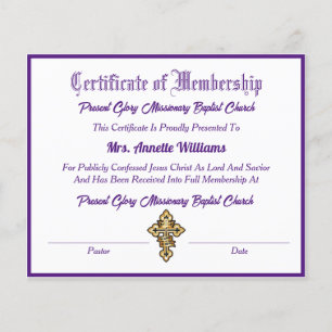 Lámina Certificado de Membresía de la Iglesia