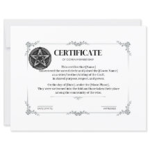 Certificado de membresía en Coven