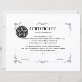Lámina Certificado de membresía en Coven