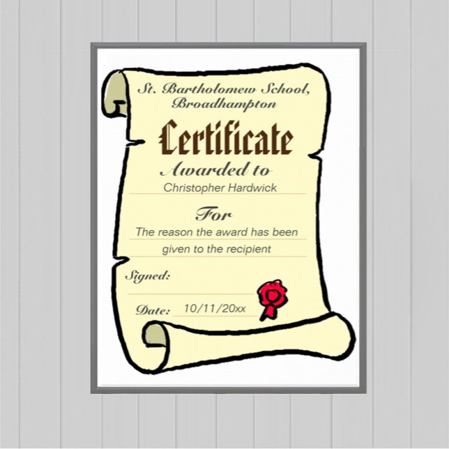 Lámina Certificado de mérito con nombre y motivo de la ad (Subido por el creador)