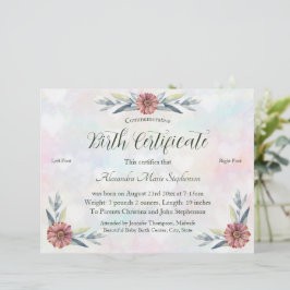 Lámina Certificado de nacimiento de huella de Recién naci