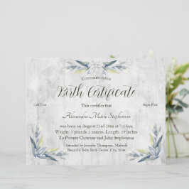 Lámina Certificado de nacimiento de huella de Recién naci