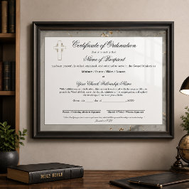 Lámina Certificado de Ordenación de Anciano Mármol y Oro