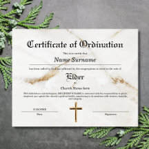Certificado de Ordenación de la Iglesia Mayor