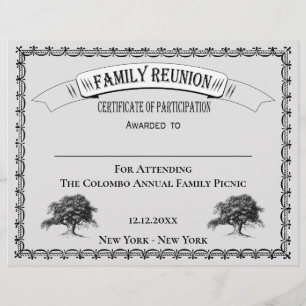 Lámina Certificado de participación de la Reunión Familia