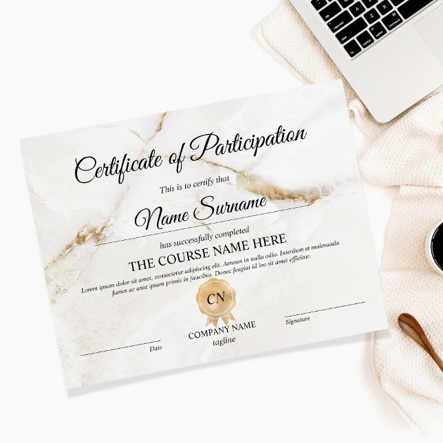 Lámina Certificado de participación en el curso de premio (Subido por el creador)