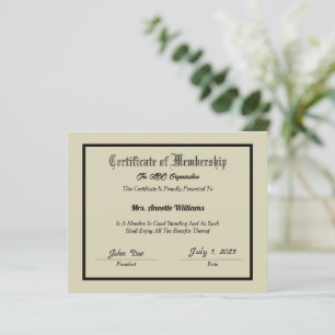 Lámina Certificado de pertenencia