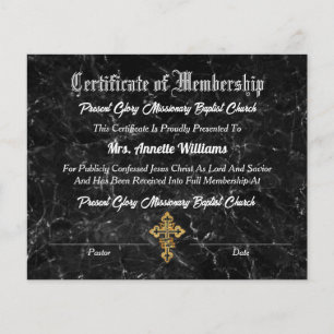 Lámina Certificado de pertenencia a la iglesia
