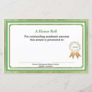 Lámina Certificado de Premio a la Escuela Verde y Oro