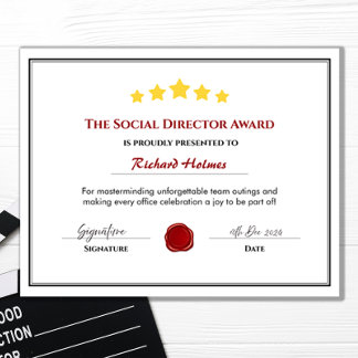 Lámina Certificado de Premio a los Empleados Divertidos -