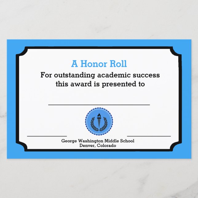 Lámina Certificado de Premio Académico Azul (Anverso)