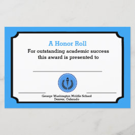 Lámina Certificado de Premio Académico Azul