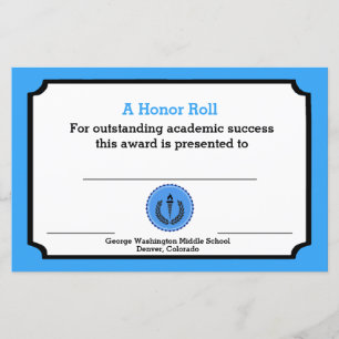 Lámina Certificado de Premio Académico Azul