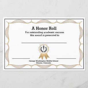 Lámina Certificado de premio académico decorativo