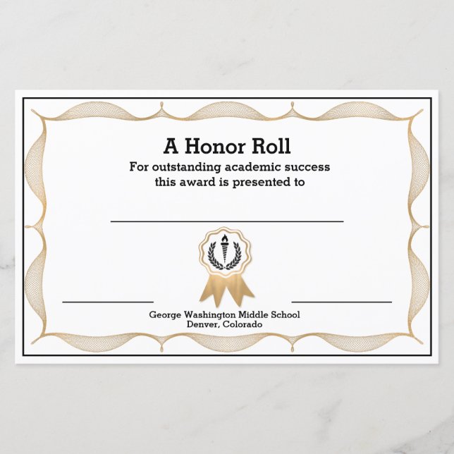 Lámina Certificado de premio académico decorativo (Anverso)