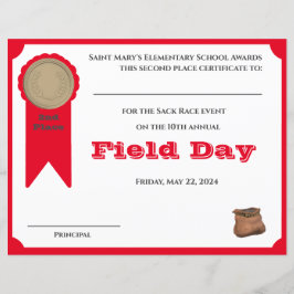 Lámina Certificado de Premio al Segundo Lugar del persona