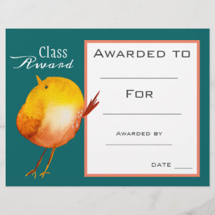 Lámina Certificado de premio de clase para niños adorable