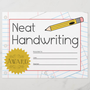 Lámina Certificado de Premio de escritura a mano de Neat
