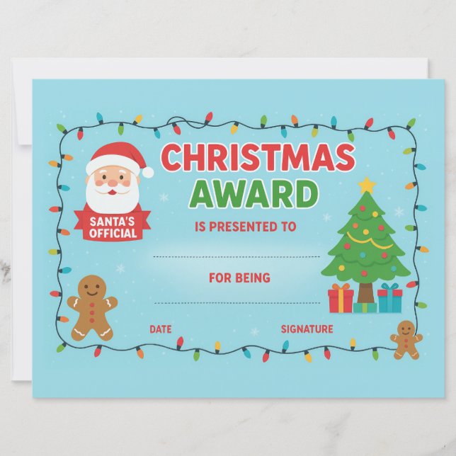 Lámina Certificado de Premio de Navidad Jolly Lights (Anverso)
