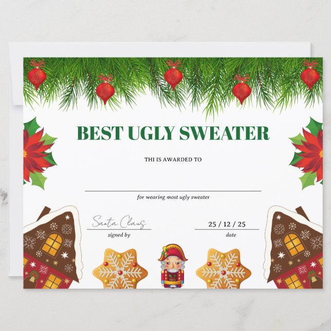 Lámina Certificado de Premio de Navidad para el Mejor Jer (Anverso)